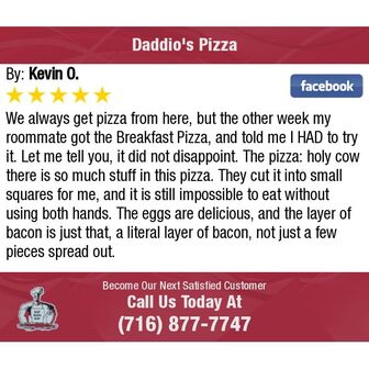 Daddio's Breakfast Pizza 5 Star Customer Review